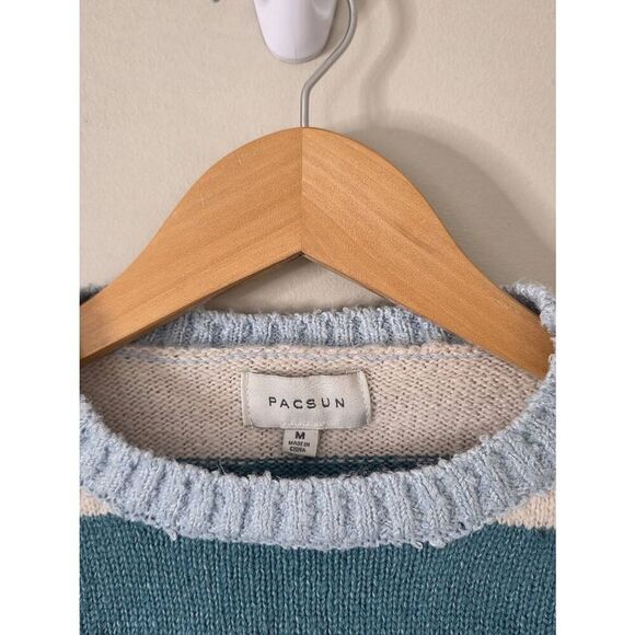 Pacsun Cropped Sweater Striped Blue Size Medium Pullover Style NEW - Picture 4 of 8